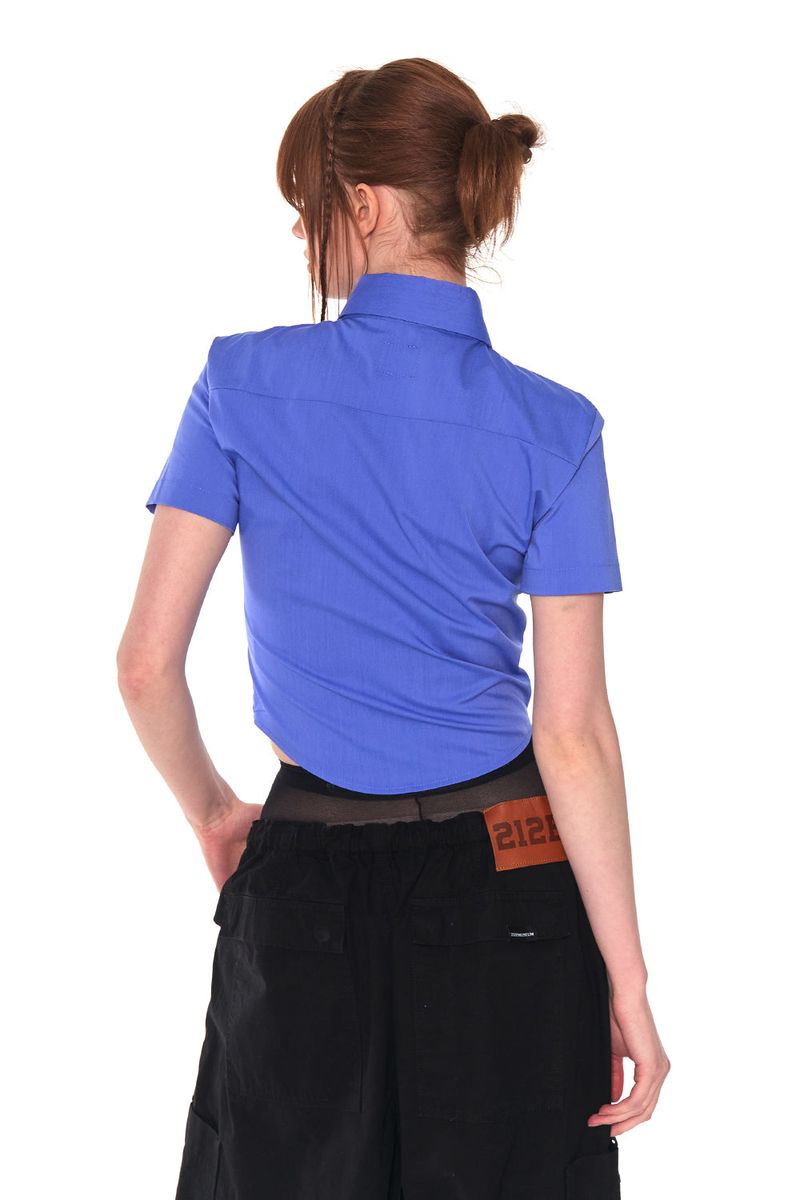 SLIM LINE CROP SHIRTS (BLUE)