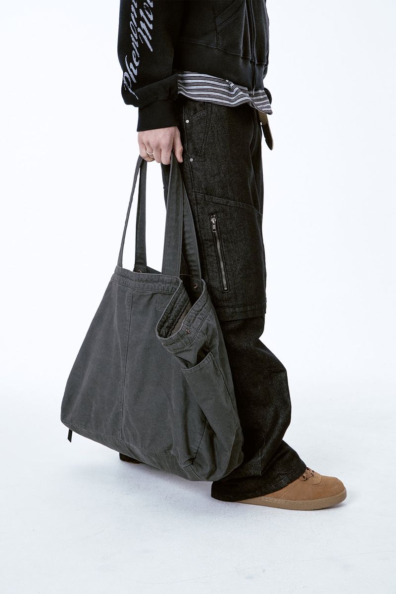 (BASE) VINTAGE MAXI TOTE BAG (CHARCOAL)