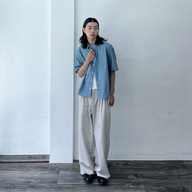 Mist Silver Pleated Pants