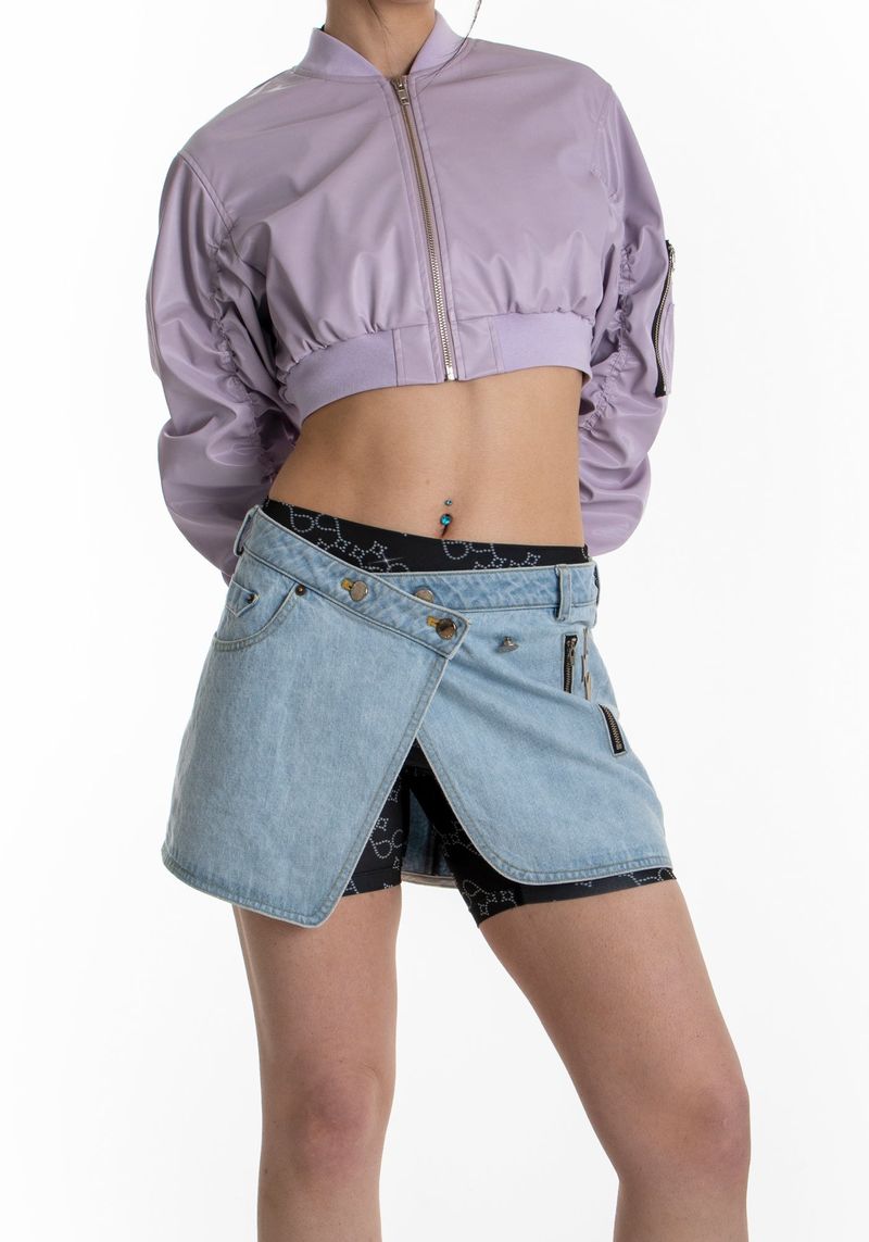 ASYMMETRIC BUTTON MINI SKIRT (BRIGHT DENIM)