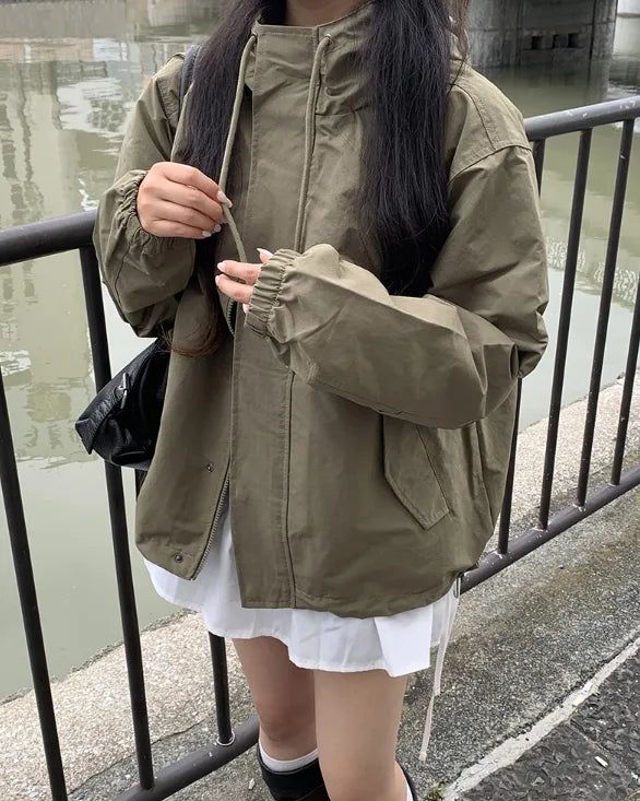 Romon String Hood Pocket Field Jacket
