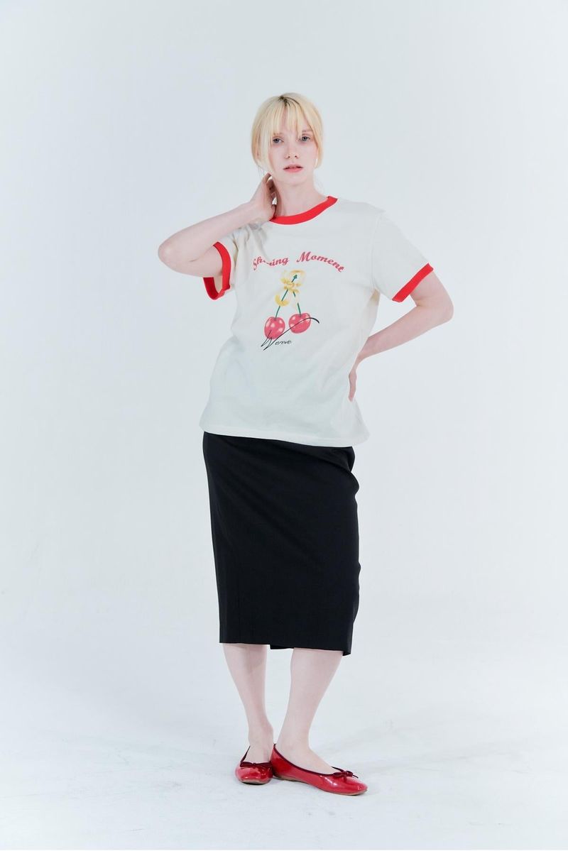Cherry ringer t-shirt_cream/red