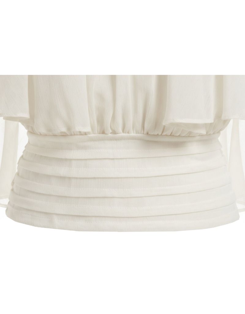 Elira Chiffon Drape Cape Blouse Ivory