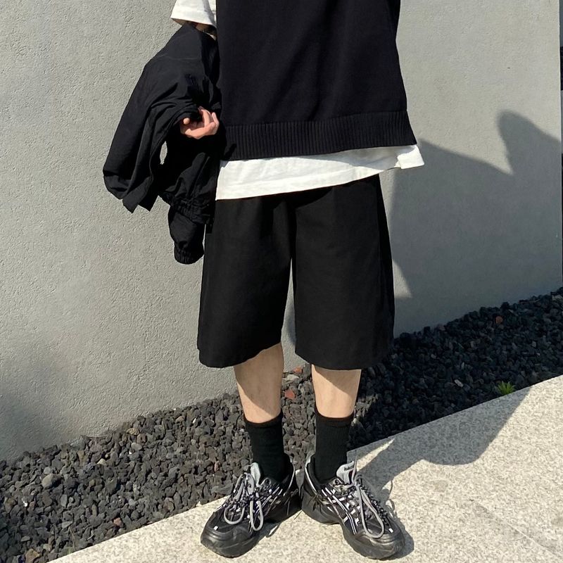 Wide banding cotton half pants 2C