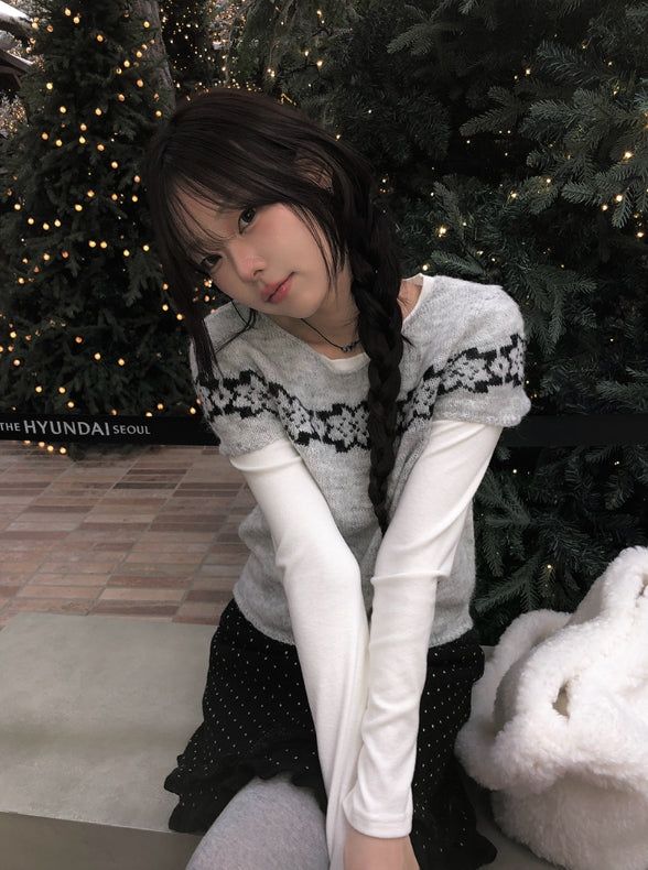 Freak Dot Frill Banding Knit Skirt