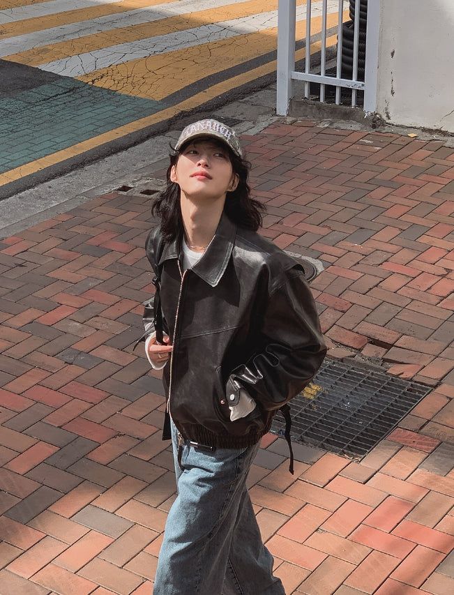 Roine Collar Leather Jacket