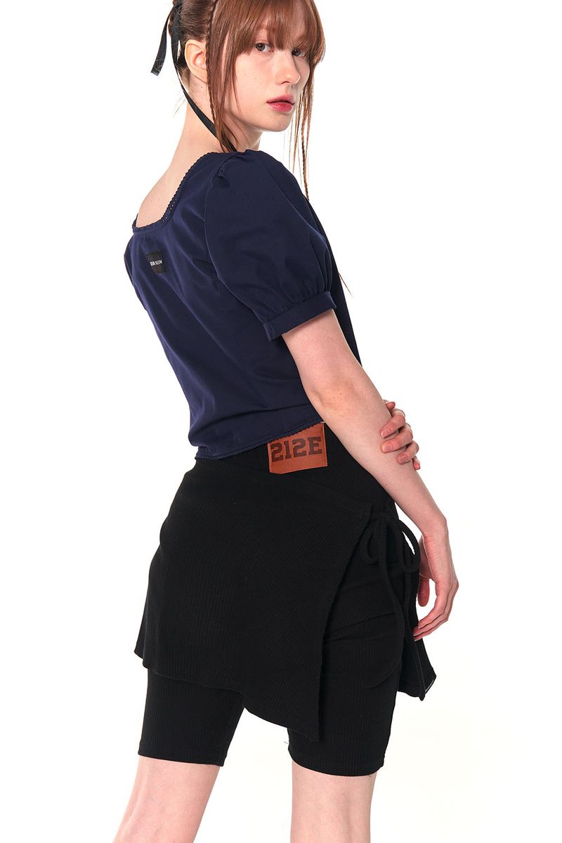 BIKER LAP SKIRT SHORTS (BLACK)