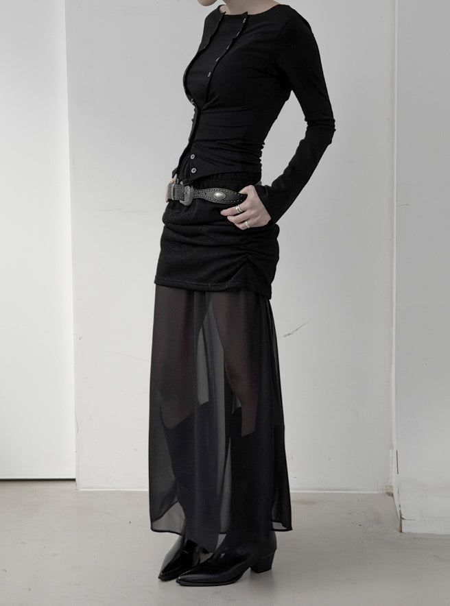 Cente Chiffon Layered Long Skirt