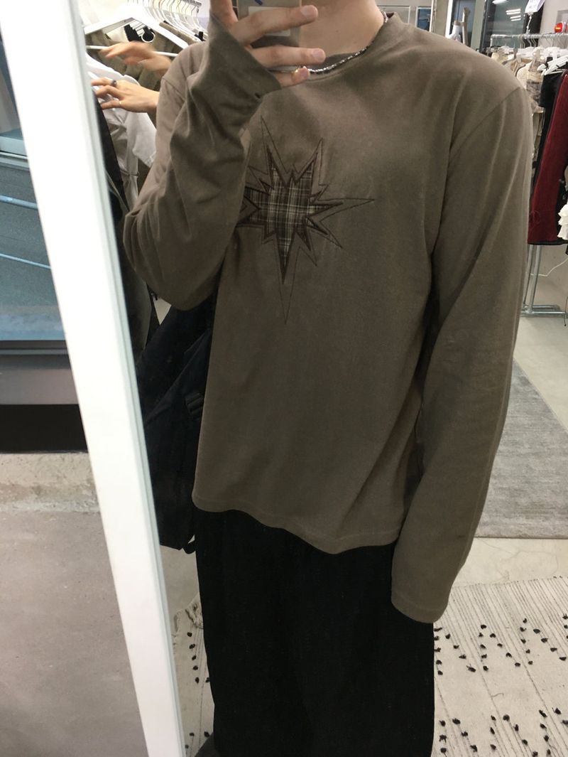 No.1366 check star patch T (3color)