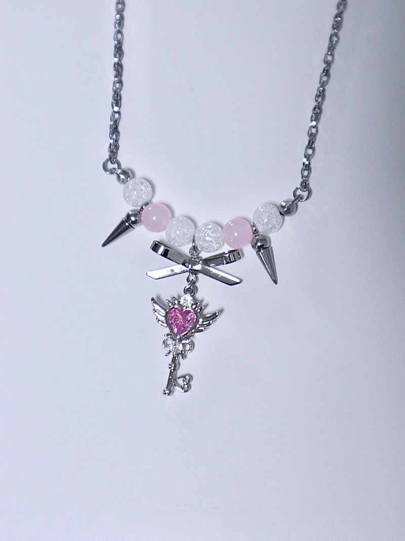 kitsch heart key cubic necklace