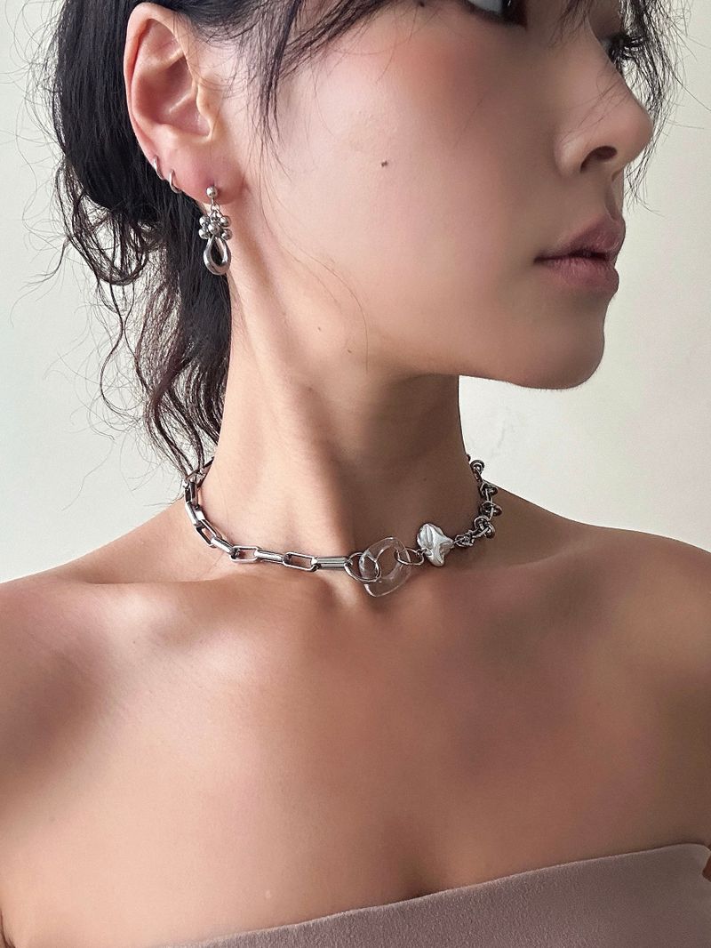 pearl two chain necklace (white) 