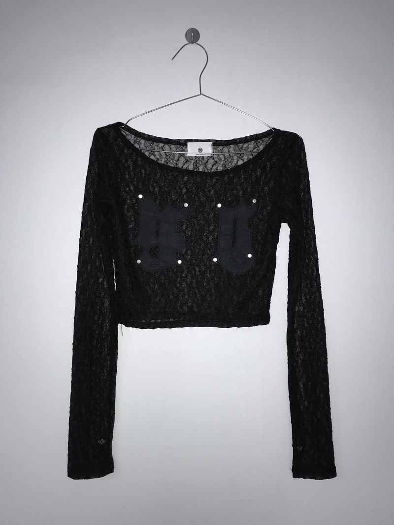 patch lace crop top (3 color)