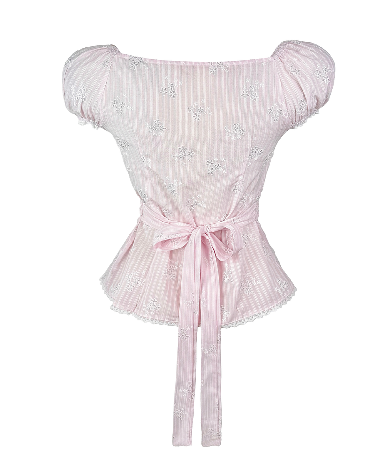 Elina flower lace ribbon blouse