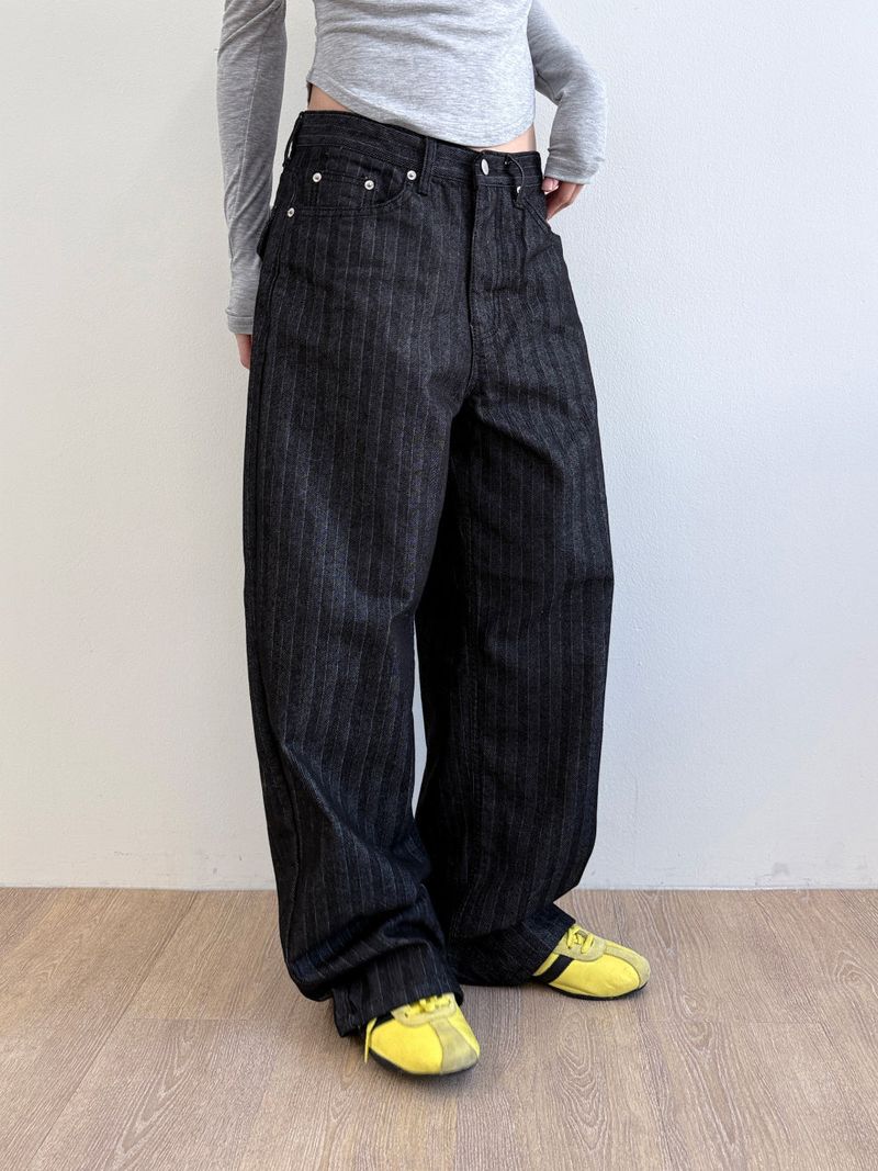  STRIPE BALLOON WIDE PANTS