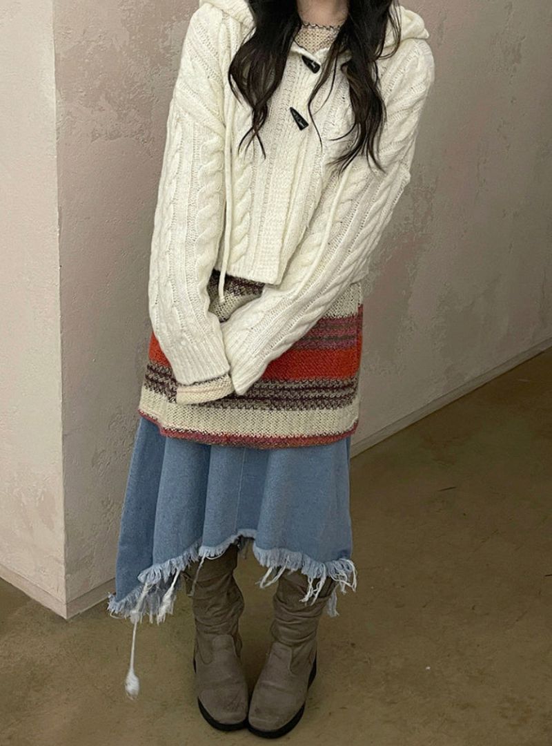 vintage jean damage long skirt