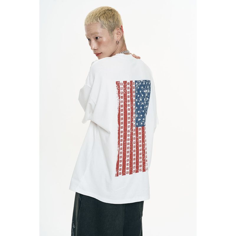 EASY NO EASY(イージーノーイージー)の「Vintage USA Flag Short Sleeve - White(Tops)」