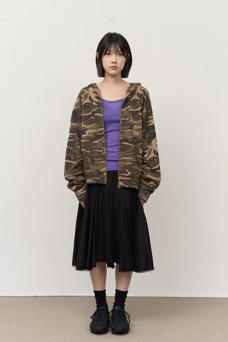 Camo Single Zip Hoodie