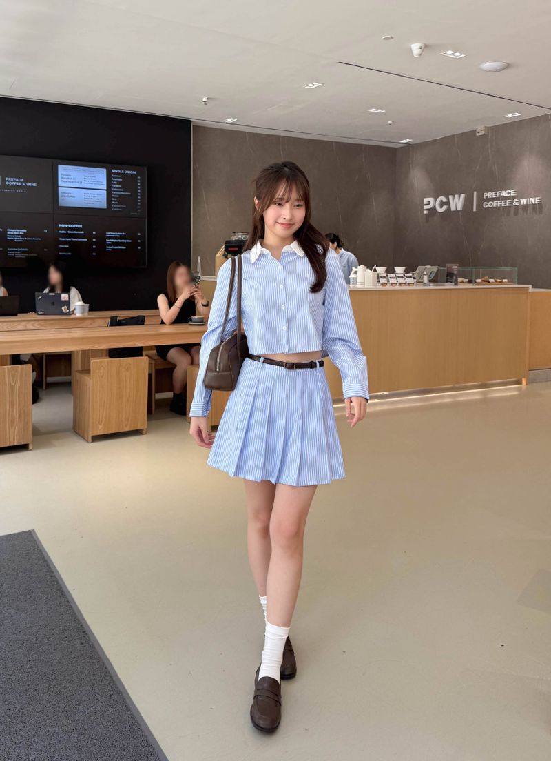 SERCOSERCO（サーコサーコ）の「ストライププリーツミニスカパン（Skirts）」