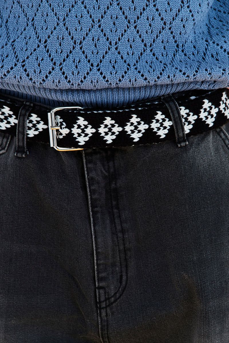 ARGYLE KNIT BELT / BLACK