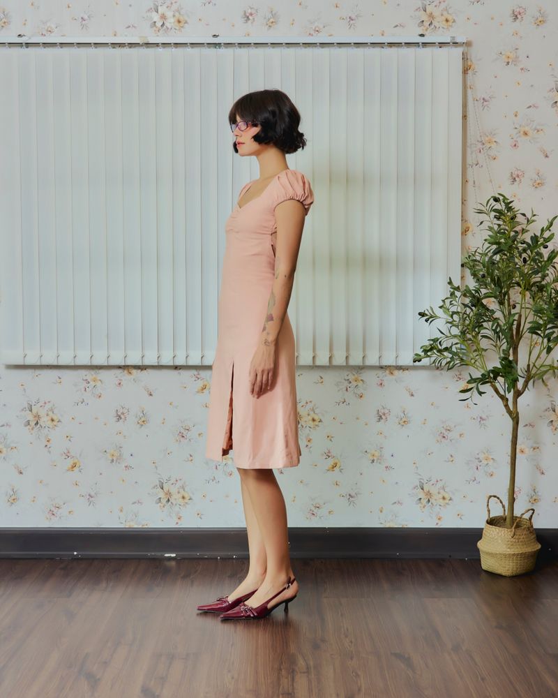 EVIE avery PUFFED SLEEVE DRESS PINK