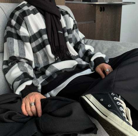  Ninewood Wool Check Sweatshirt