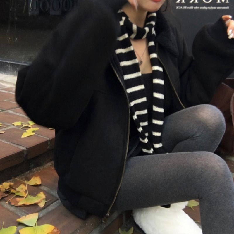 [BELLIDE MADE] Mock, suede blouson mouton jacket