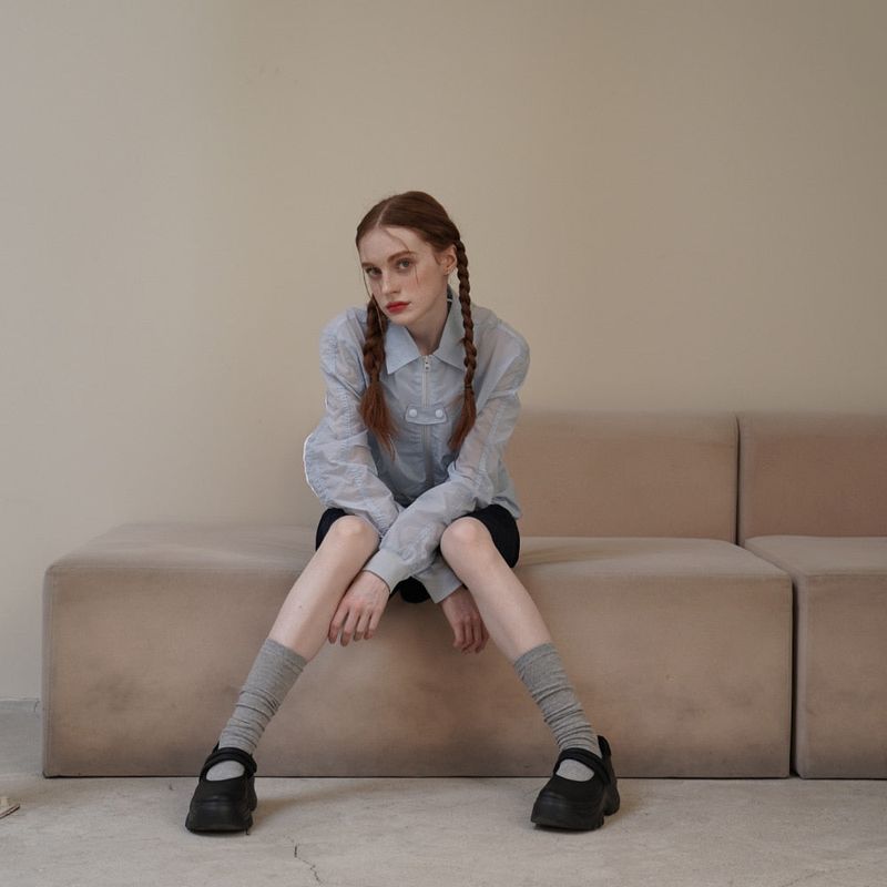 Blue Nylon Shrring Jacket