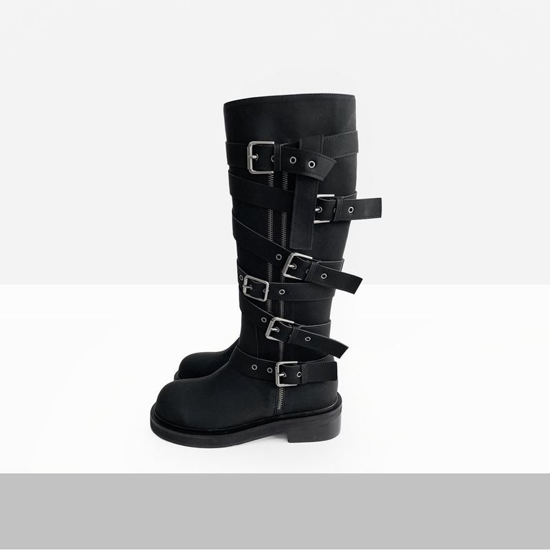 micello buckle long boots