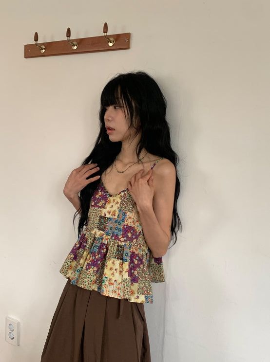BAON（バオン）の「Mio Vintage Patchwork Bustier Sleeveless Blouse（Tops）」