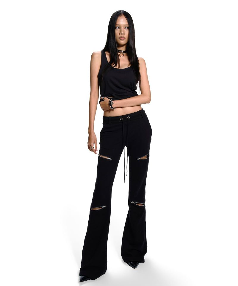 ZIPPER LINE BOOTS CUT SWEATPANTS BLACK