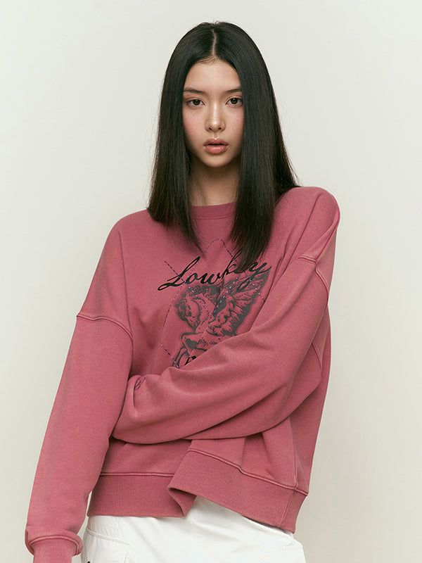 KIRSH（キルシー）の「LUNA WASHING UNICORN GRAPHIC SWEATSHIRT [DARK PINK]（Tops）」