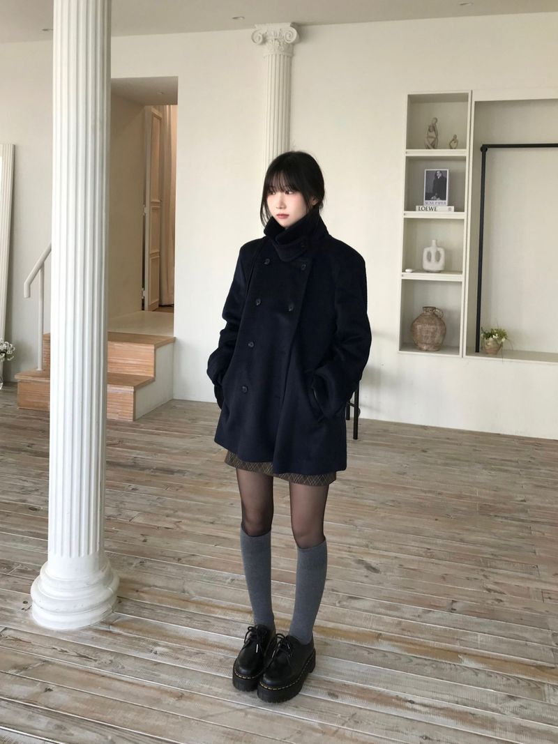 High-neck double coat (2 colors)