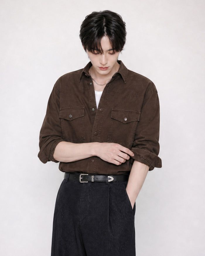 (UNISEX) Western Over Cotton Shirt