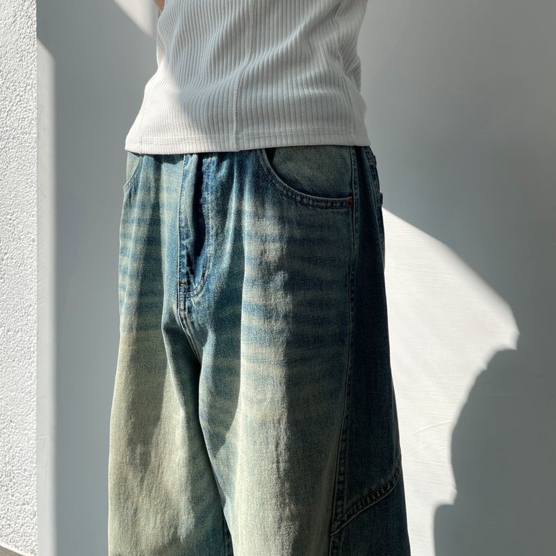 Faded Panel Wide Denim