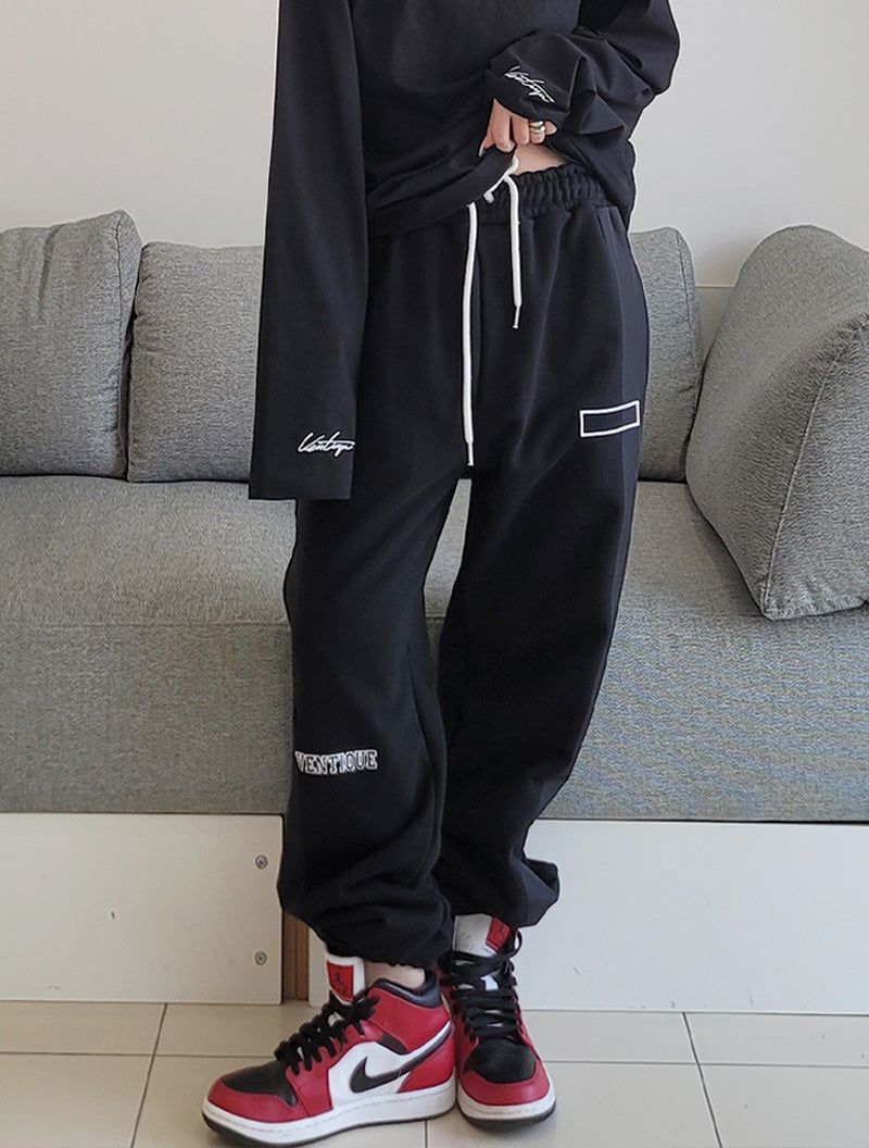 VENTIQUE Square embroidery jogger PT 5color