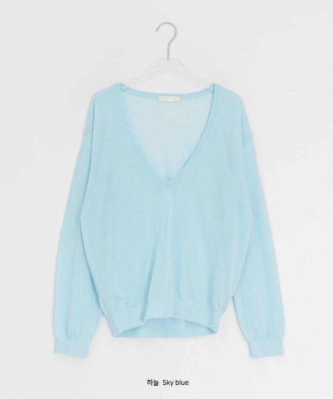 Otsuri Loose-Fit Summer Deep V-Neck Knit