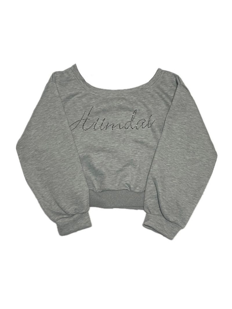 Gray Cubic Crop Sweatshirt