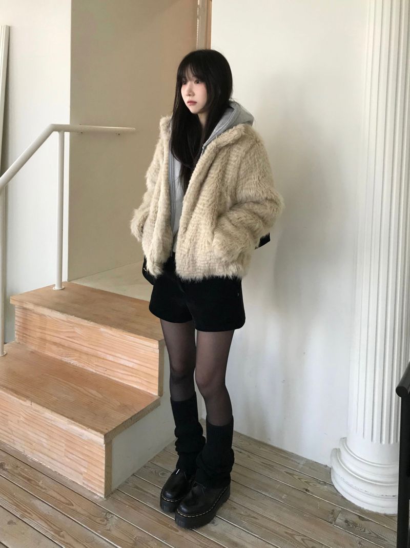 Perry High-Neck Fur Jacket (one color)