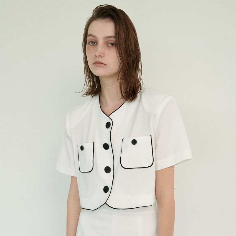  LINE BUTTON JACKET, WHITE