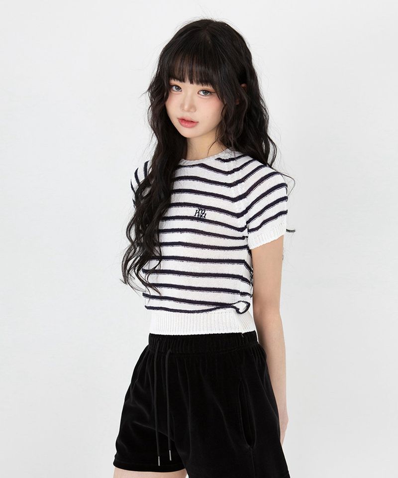 muahmuah（ムアムア）の「ブークレストライプラグランハーフニット [3color]（トップス）」