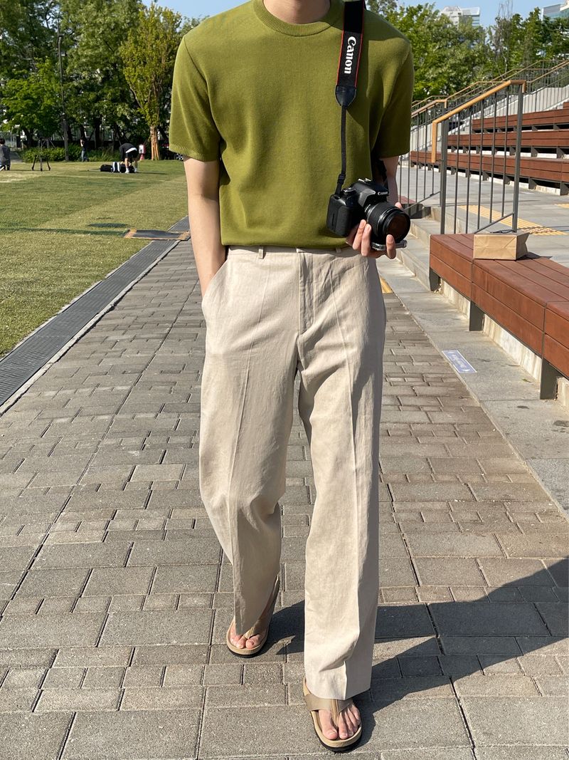 Summer linen ice back banding slacks (3 colors)