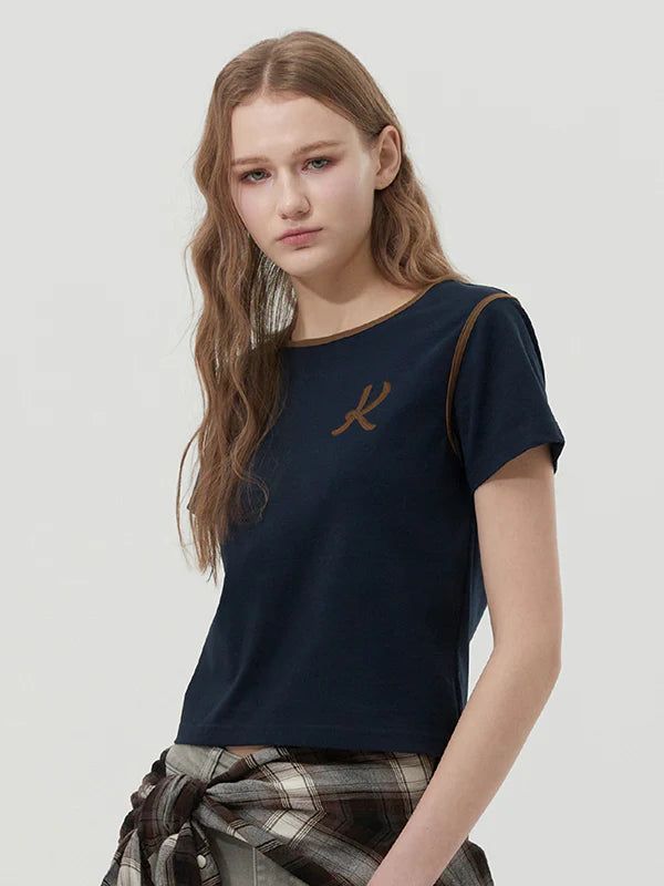 KIRSH（キルシー）の「GRAPHIC RINGER T-SHIRT - DARK NAVY（Tops）」