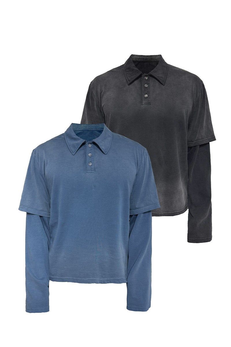 JCAESAR(ジュリウス・シーザー)の「Faded Layered Look Polo Shirt(Tops)」
