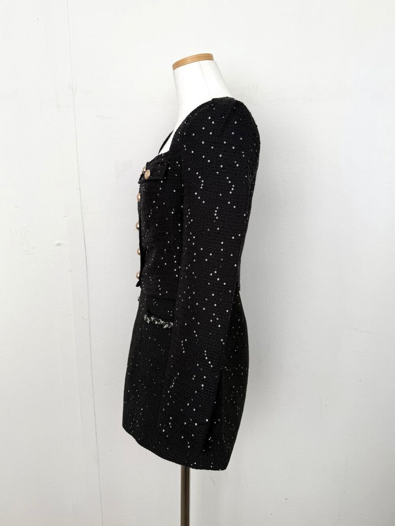 1524. Black tweed crop jk