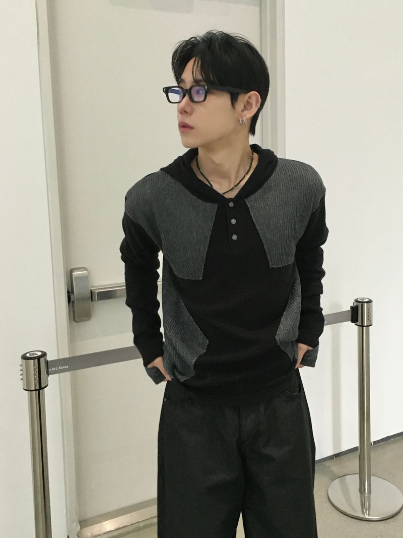 Big Star Warmer Henley Neck Hooded Knit 4C