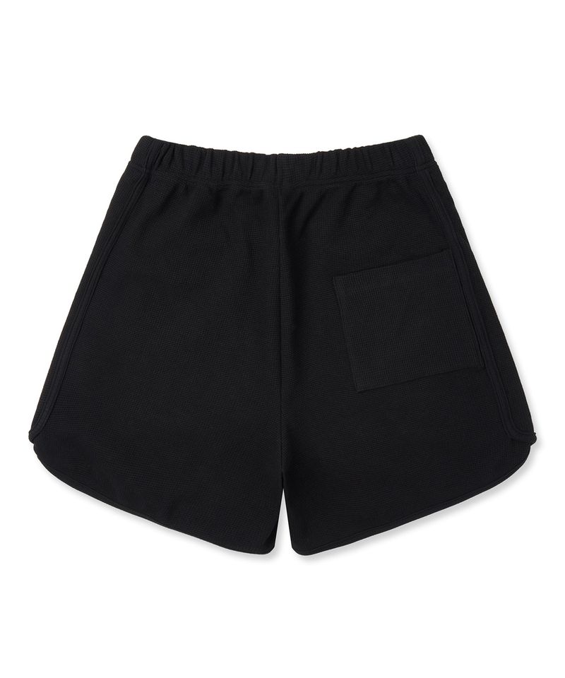 Embroidery Track Waffle Shorts - Black