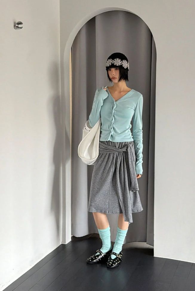 KNOT TIE MIDI SKIRT