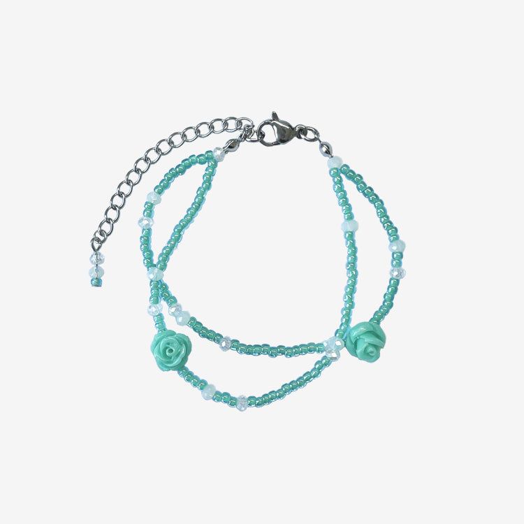 HYONNY.JSG（ヒョニネジャンシング）の「ローズフィットビーズブレスレット ミントグリーン ダブルレイヤースタイル（アクセサリー）」