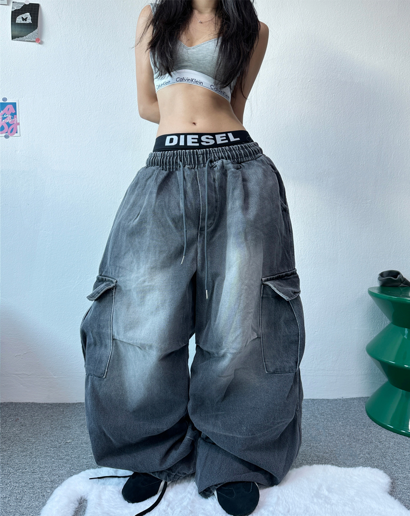 GRADATION PARACHUTE CARGO DENIM💙💚💛🩶🖤 - 4 COLORS