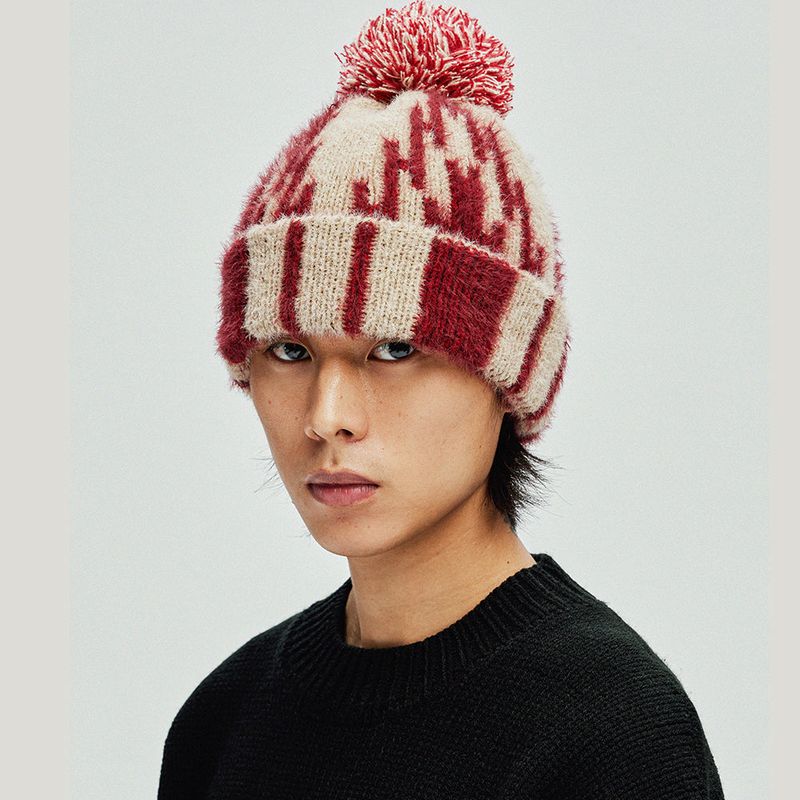 navajo pattern beanie red